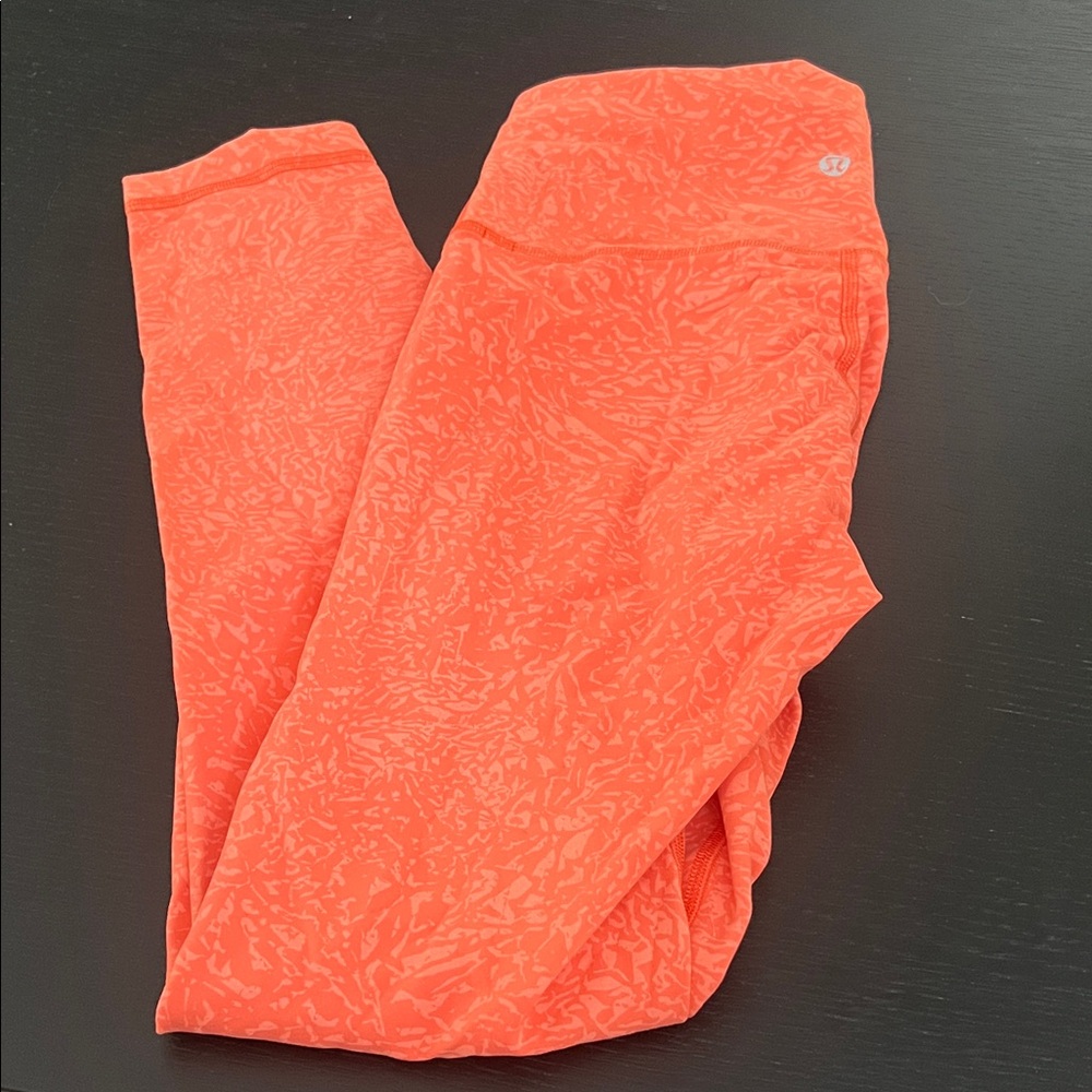 Lululemon Coral-Orange Patterned Leggings